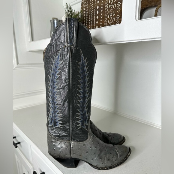 Tony Lama El Rey Ostrich Cowboy Boots Women’s 7C – Rare Vintage Western USA Made - Picture 4 of 9